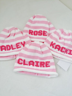 Striped Roll Hat with Name or Monogram - Custom Knits for Baby