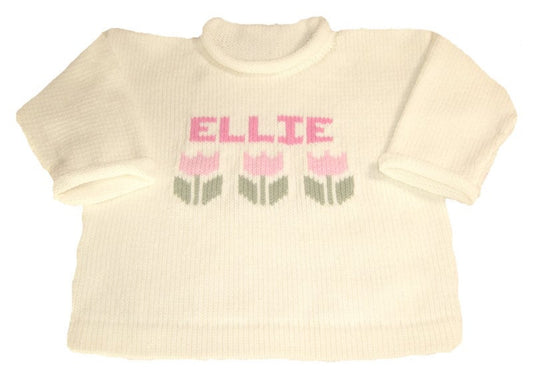 Baby Name Sweater with Tulip Motif