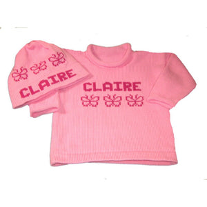 Personalized Name Sweater with Butterflies for Little Girls - Custom Knits for Baby