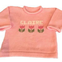Baby Name Sweater with Tulip Motif - Custom Knits for Baby