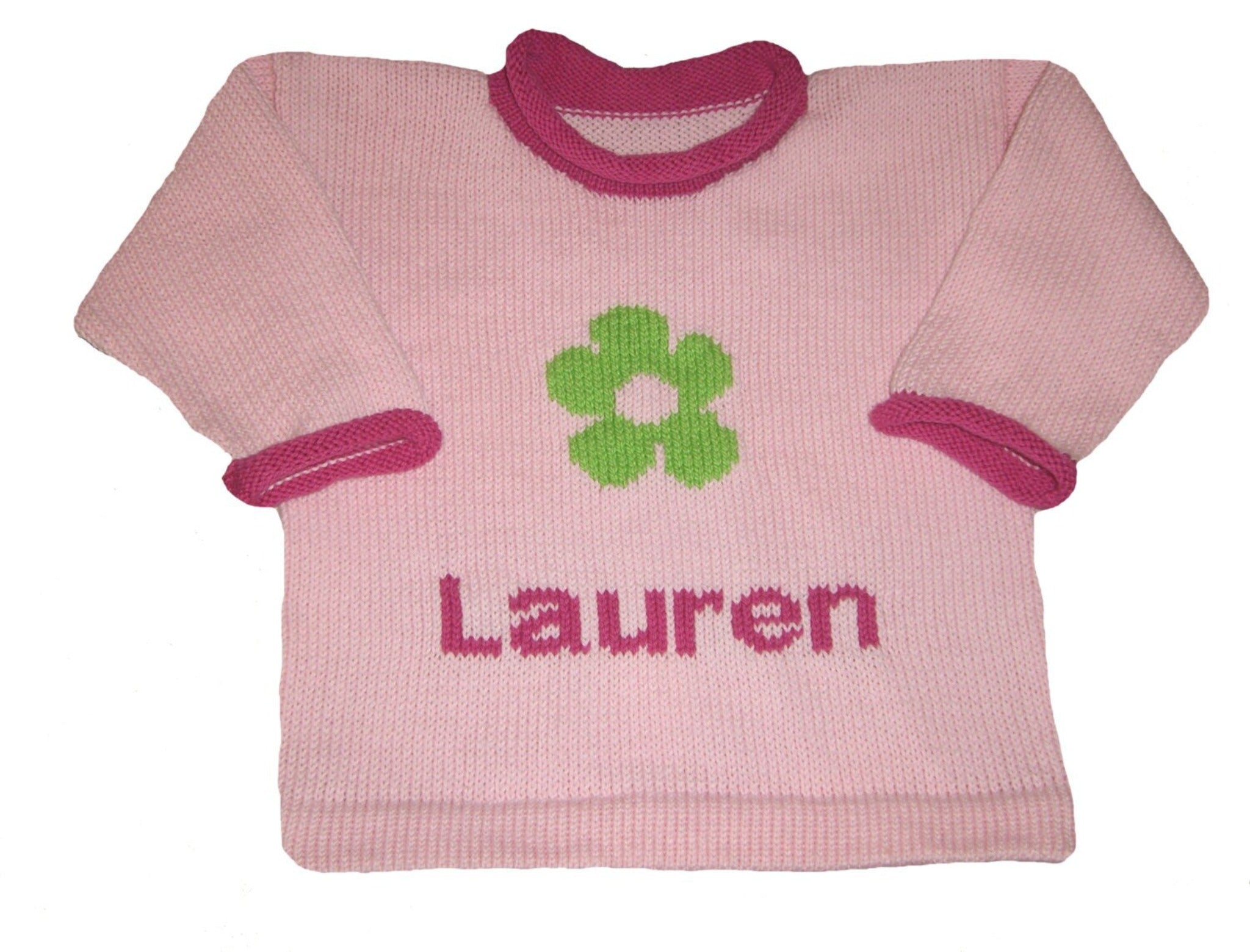 Personalized Daisy Sweater for Little Girls - Custom Knits for Baby