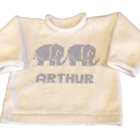 Personalized Baby Elephant Sweater - Custom Knits for Baby