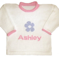Personalized Daisy Sweater for Little Girls - Custom Knits for Baby