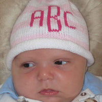Striped Roll Hat with Name or Monogram - Custom Knits for Baby
