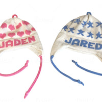 Hearts, Stars or Football Earflap Hats - Custom Knits for Baby