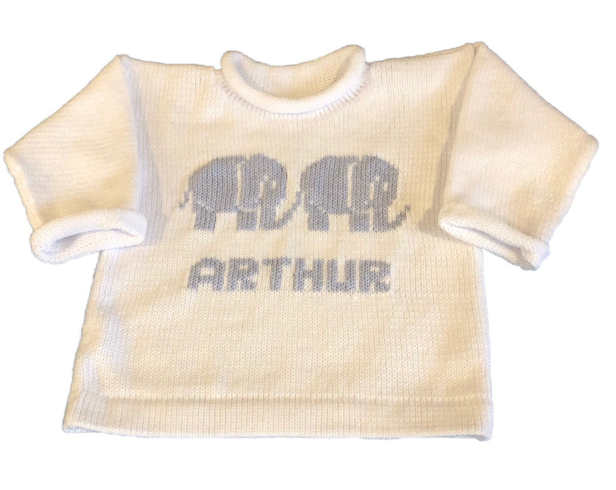 Personalized Baby Elephant Sweater - Custom Knits for Baby