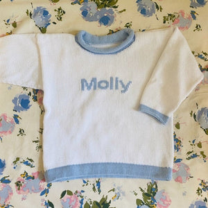 Two Color Personalized Name Pullover - Custom Knits for Baby