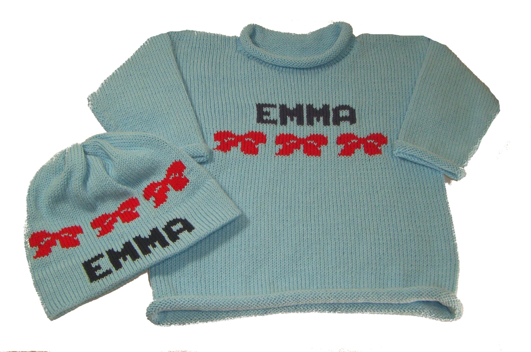 Personalized Baby Name Sweater with Bows or Butterflies - Custom Knits for Baby