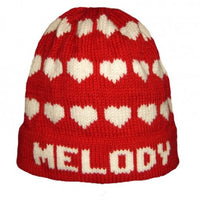 Personalized Hearts Name Hat - Custom Knits for Baby