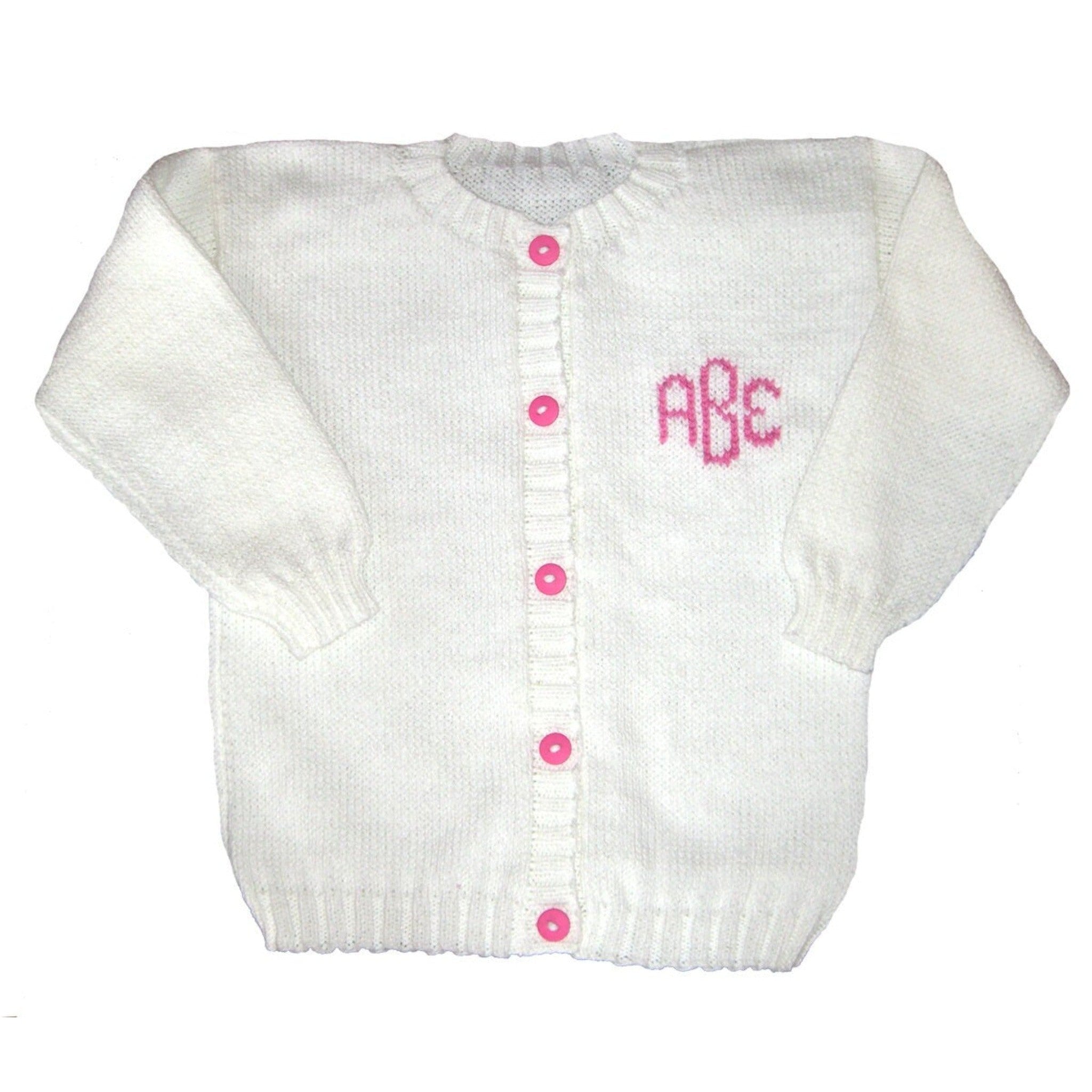 Monogrammed Baby Cardigan and Beanie Layette Set - Custom Knits for Baby