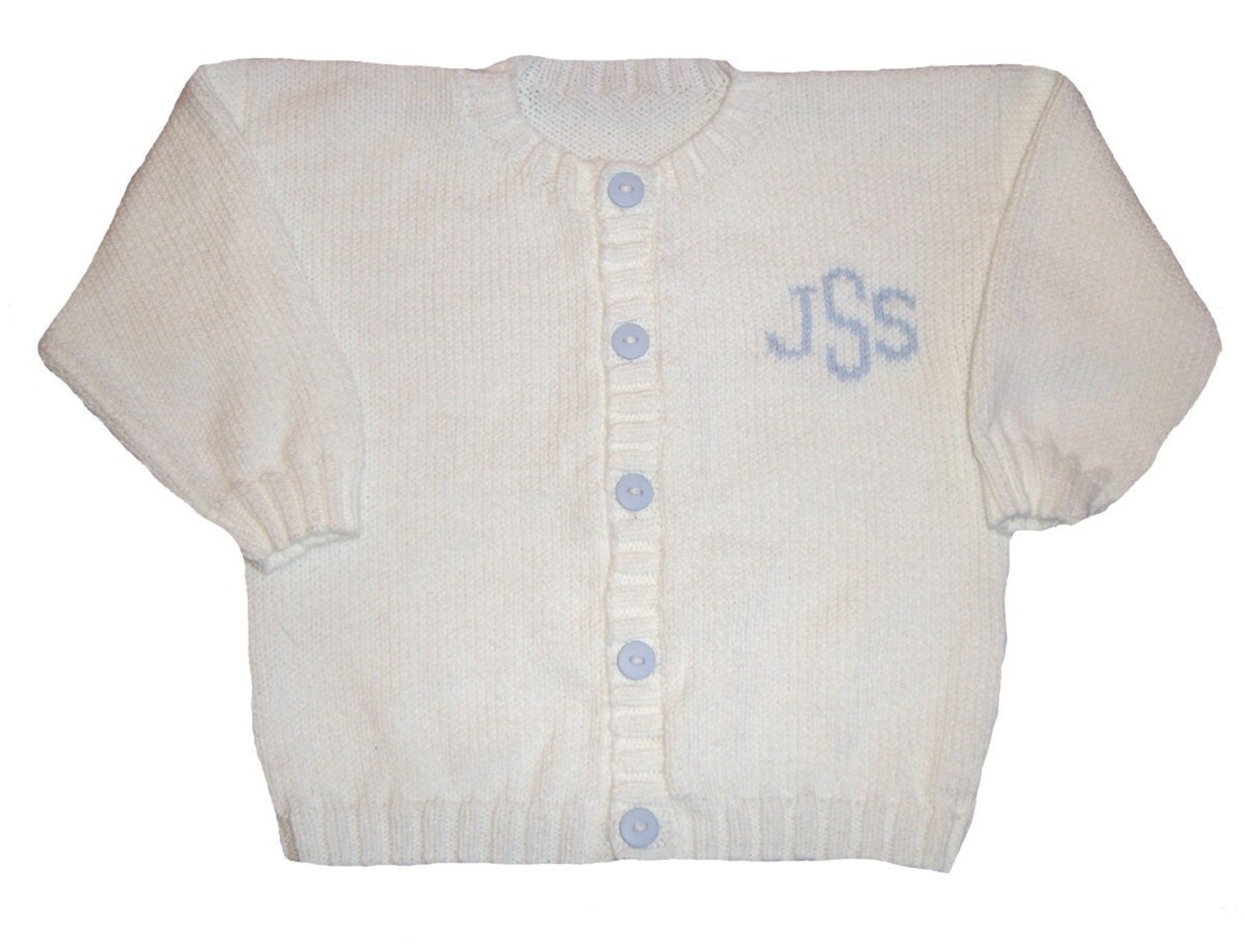 Monogrammed Baby Cardigan and Beanie Layette Set - Custom Knits for Baby