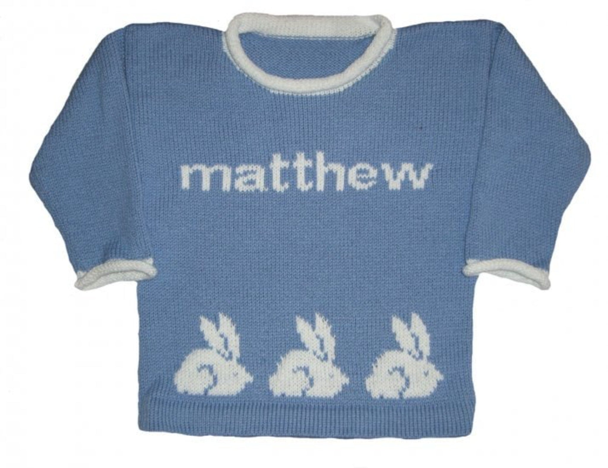 Personalized Easter Sweater with Bunnys - Custom Knits for Baby