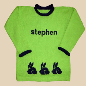 Personalized Easter Sweater with Bunnys - Custom Knits for Baby