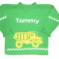 Personalized Construction Sweater for Little Boys - Custom Knits for Baby