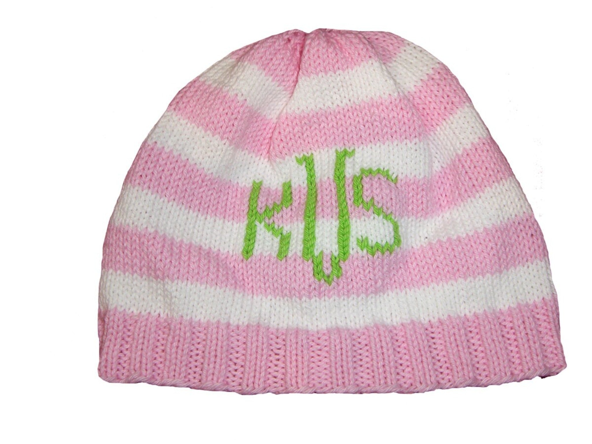 Striped Monogrammed Baby Beanie - Custom Knits for Baby
