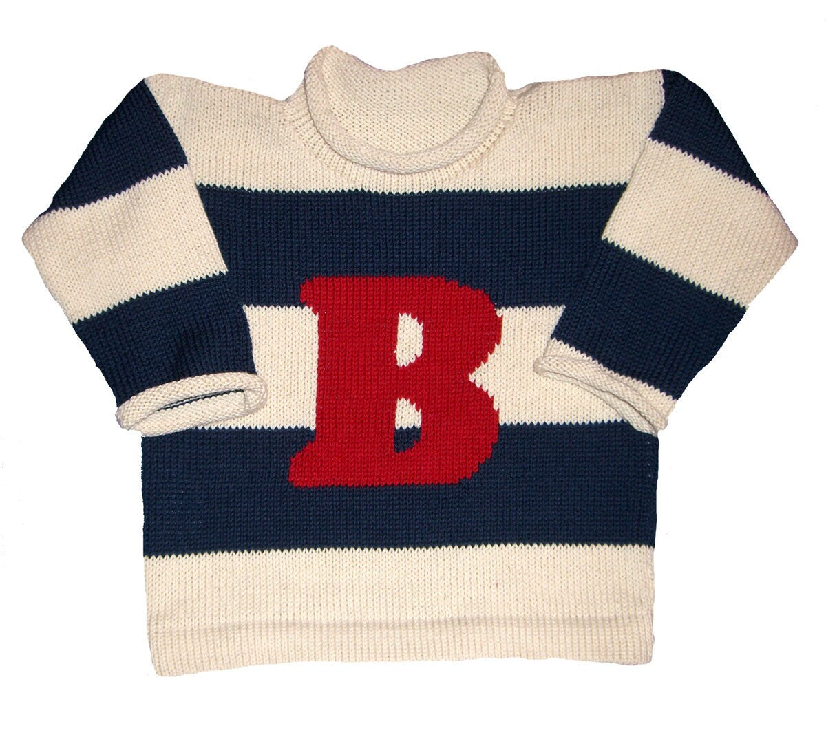 Rugby Striped Initial Pullover for Children - Custom Knits for Baby