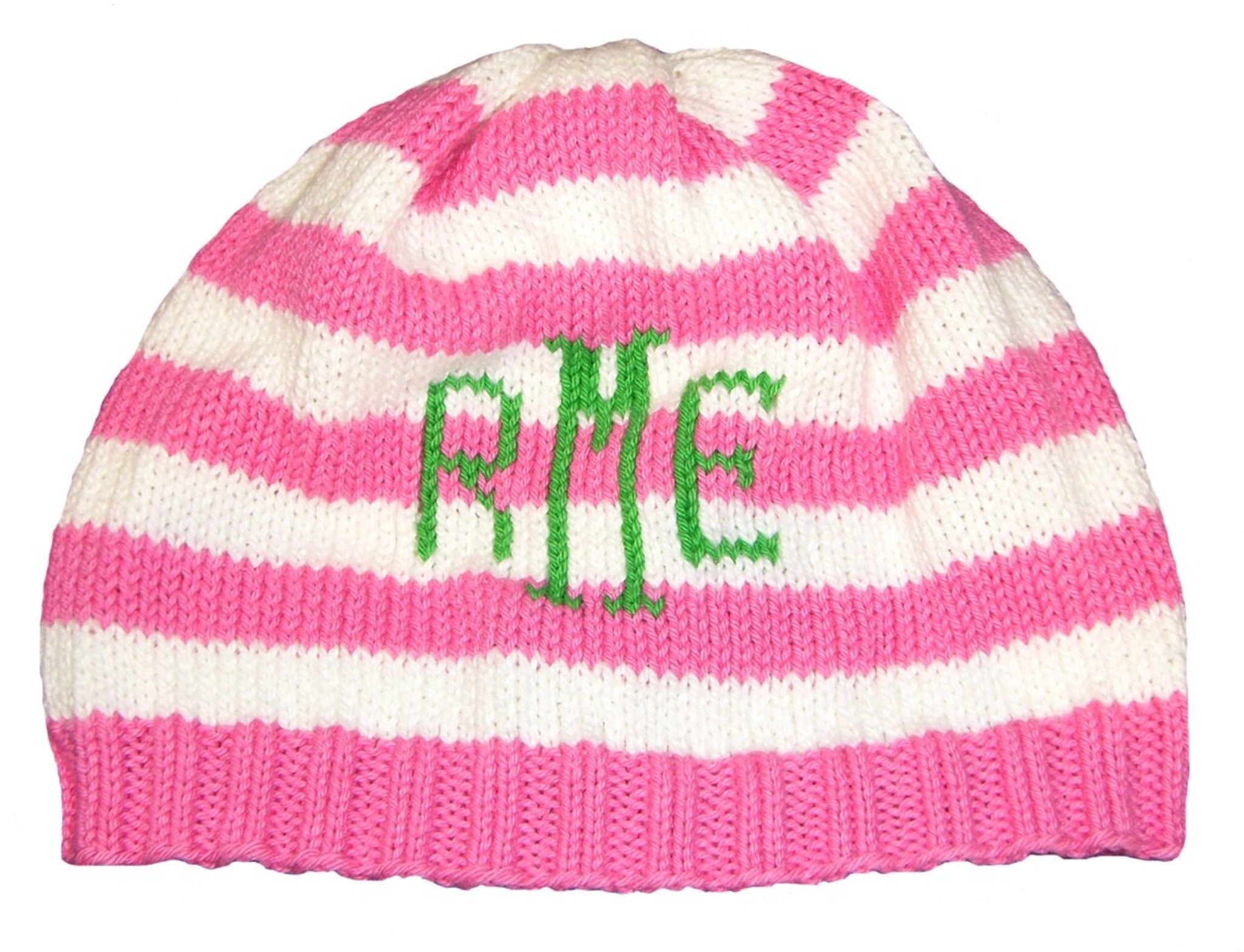 Striped Monogrammed Baby Beanie - Custom Knits for Baby