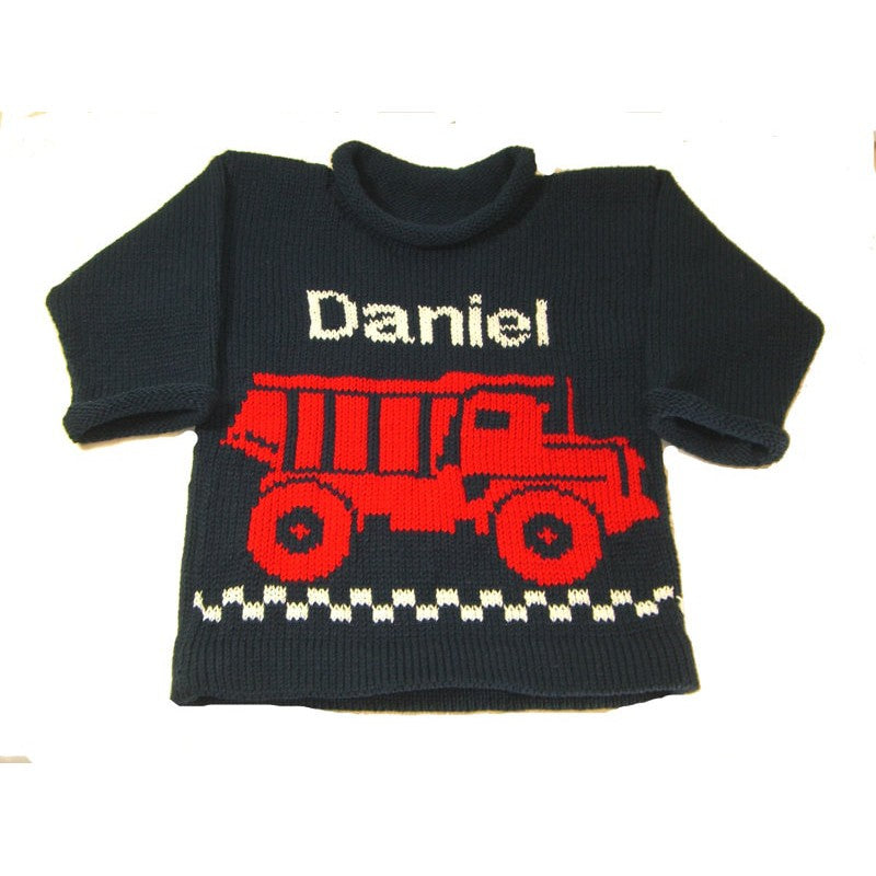 Personalized Construction Sweater for Little Boys - Custom Knits for Baby