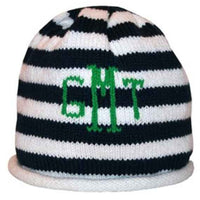 Striped Roll Hat with Monogram - Custom Knits for Baby