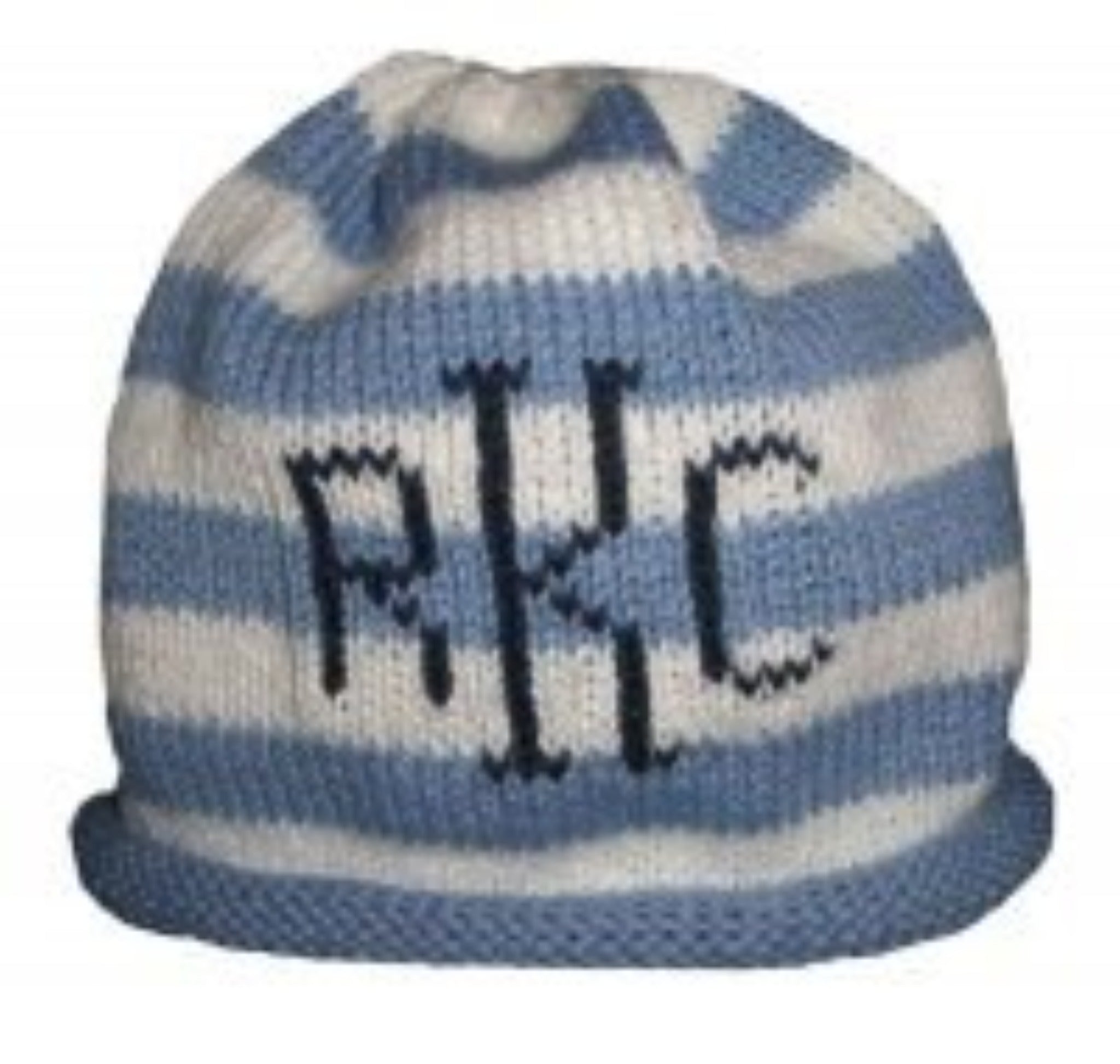 Striped Roll Hat with Monogram - Custom Knits for Baby