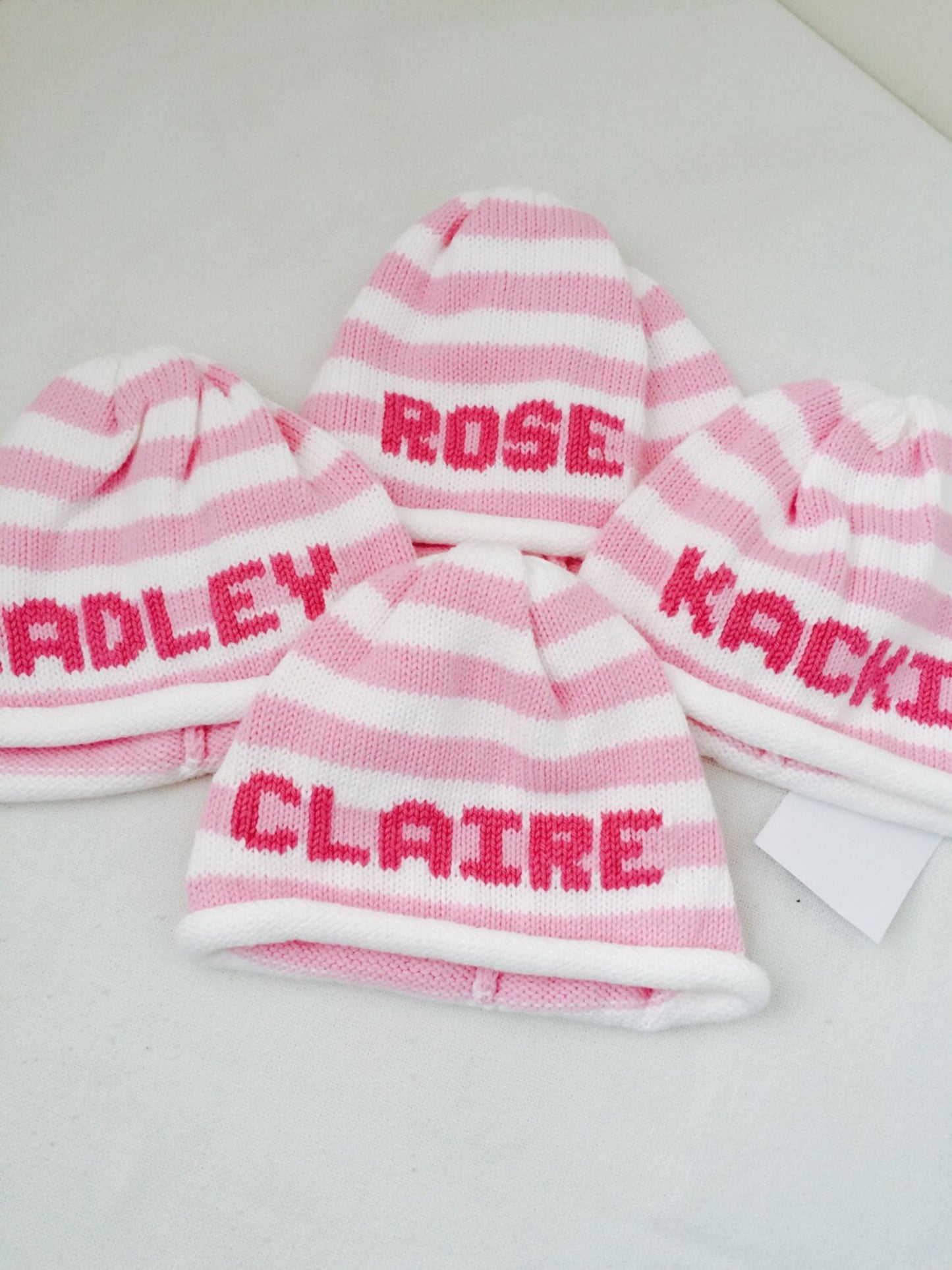 Striped Roll Hat with Name or Monogram - Custom Knits for Baby