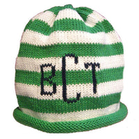 Striped Roll Hat with Monogram - Custom Knits for Baby