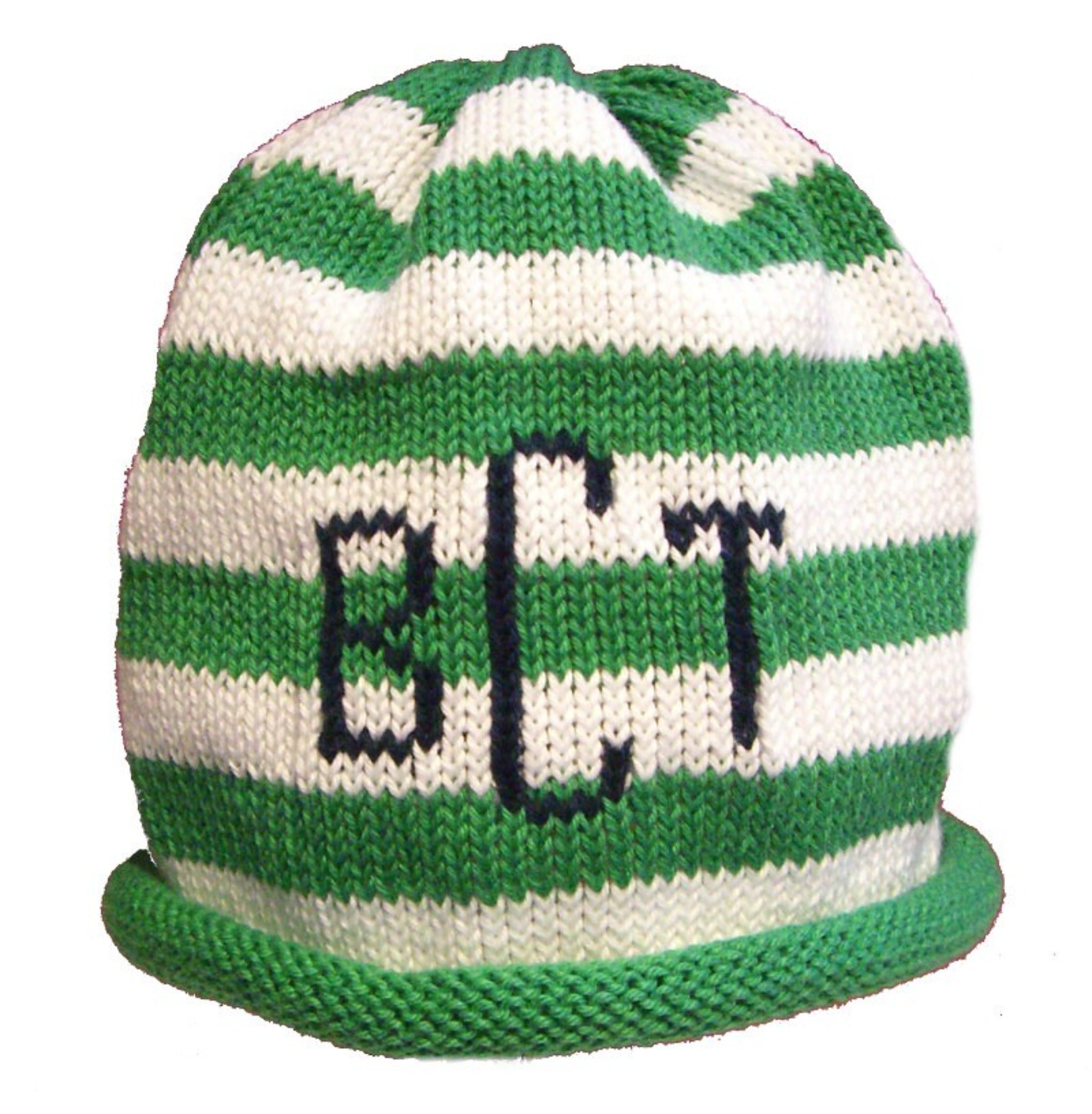 Striped Roll Hat with Monogram - Custom Knits for Baby