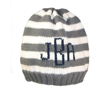 Striped Monogrammed Baby Beanie - Custom Knits for Baby