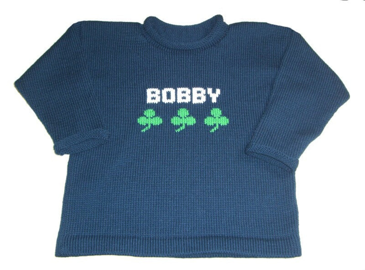 Personalized Name Hat with Shamrocks or Footballs - Custom Knits for Baby