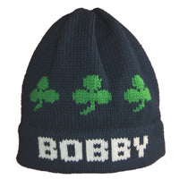Personalized Name Hat with Shamrocks or Footballs - Custom Knits for Baby