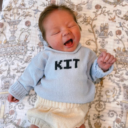 baby blue name sweater