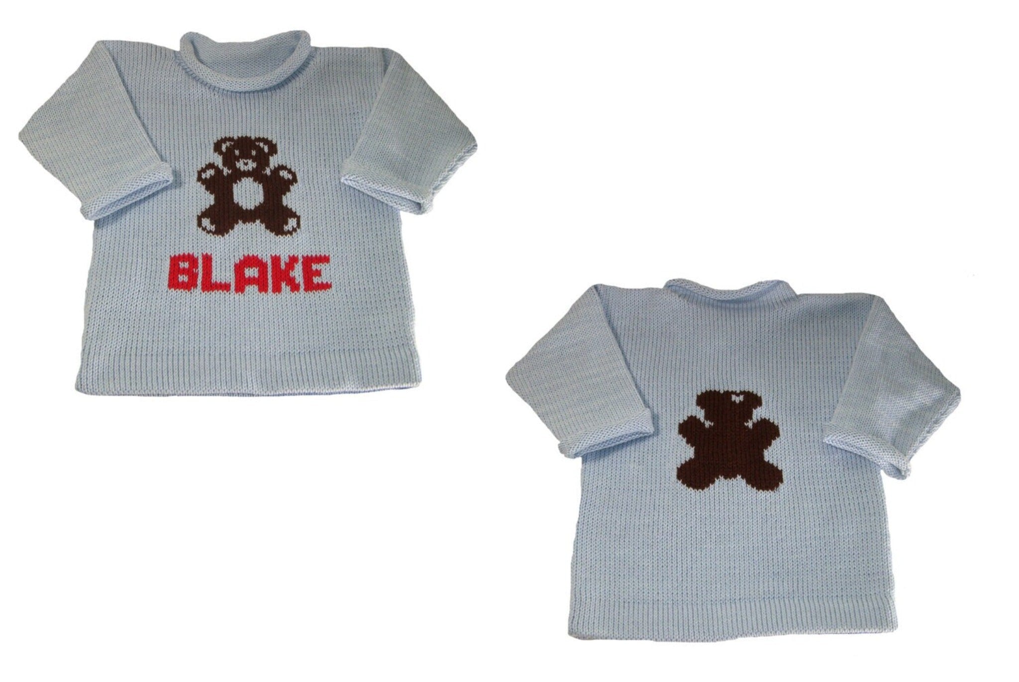 Personalized Teddy Bear Pullover for Baby - Custom Knits for Baby