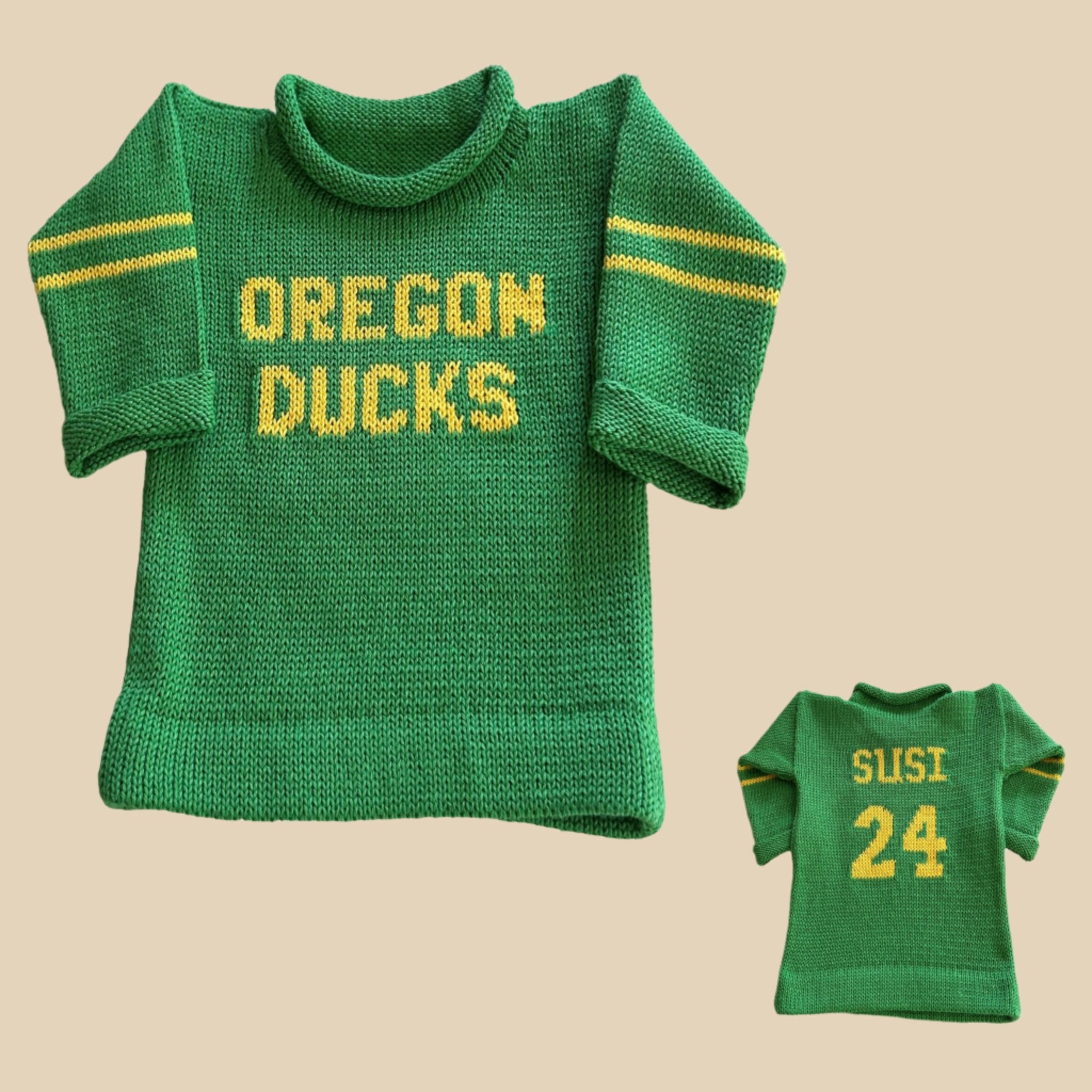 Personalized Oregon Ducks Team Spirit Sweater Custom Knits for Baby