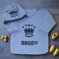 Personalized prince layette set for baby boys with crown design