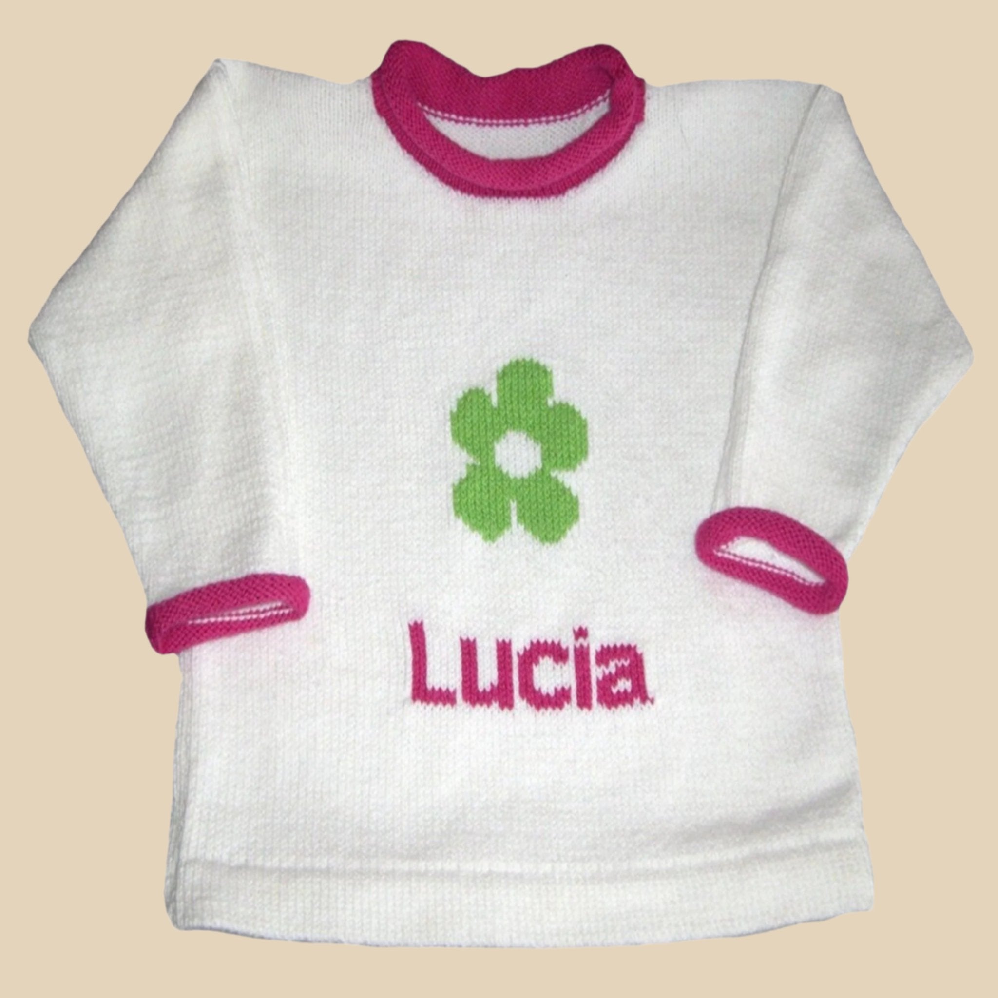 Personalized Daisy Sweater for Little Girls - Custom Knits for Baby