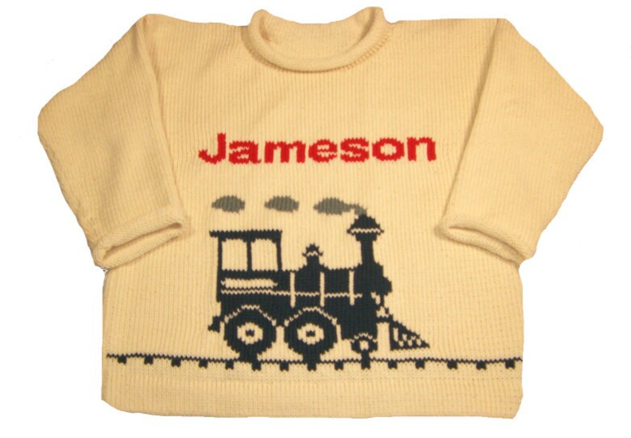 Personalized Train Baby Sweater - Custom Knits for Baby